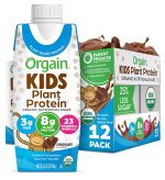 Orgain Organic Kids Vegan Protein Nutritional Shakes, Chocolate - 8g of Protein, Contains Fiber and 23 Vitamins and Minerals, Plant Based, No Gluten or Soy, Non-GMO, 8 Fl Oz (Pack of 12)